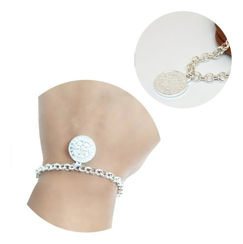 Barú White Steel Rolled Link Bracelet with San Benito Charm 0