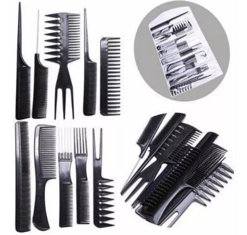 E-Shop Peluquería Professional Hairdressing Kit: Scissors + Set of 10 Combs + Cape 6