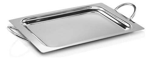 Golden Art Premium Rectangular Stainless Steel Tray with Handles 218 1