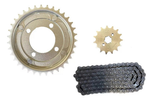 Suzukicenter Complete Transmission Kit Chain + Sprocket + Crown Keller Crono 110cc 0