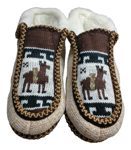 Men's Closed Toe Alpaca Wool Knitted Slippers Sheepskin Lined 40-44 5