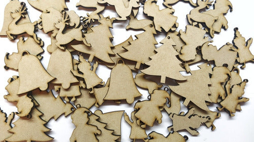 20 Figuras Navidad + Arbolito Con Base Fibrofacil 10cm Mdf 2