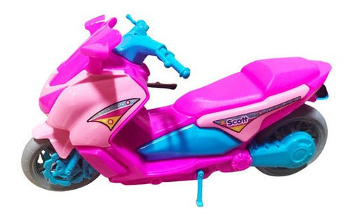 Moto Rosa De Brinquedo Manual Scott Para Boneca Motocicleta 1