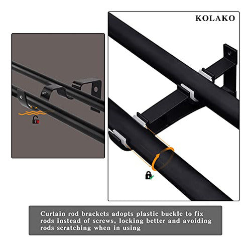 Kolako Double Curtain Rod Support, Supports for Bar 3