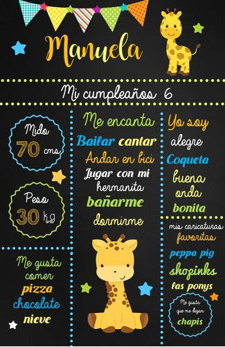 Pizarra Poster Jirafa Editable 0