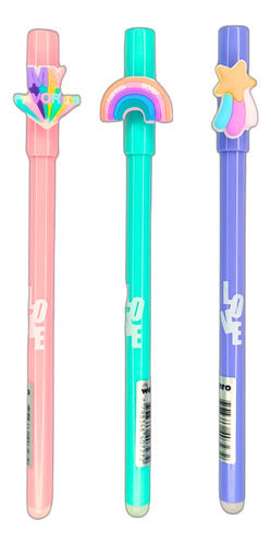 3 Wero Fun Love Roller Erasable Pens Rainbow Pastels 0