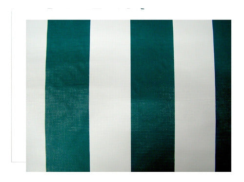 Green and White Striped Plastic Tarpaulin - 1.50m Width 2
