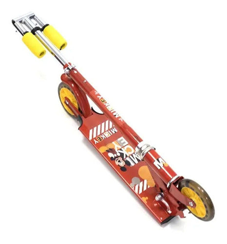 Dencar Foldable Aluminum Scooter 2 Wheels with Lights Mickey Red 2