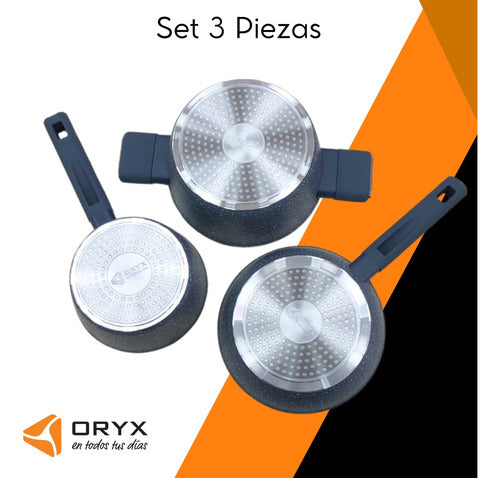 Oryx Batería Cocina Set 3 Piezas Sartén Olla Cacerola 1