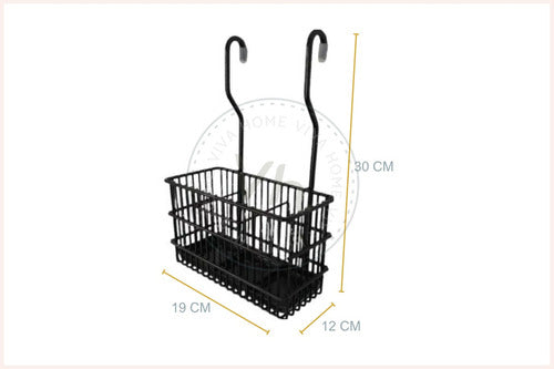 ORDINATO Cubiertero Colgante Con Bandeja Para Barral De Cocina Negro 1