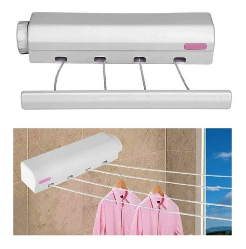 Retractable 3.2 Meters Extensible Clothesline with 4 Lines 0