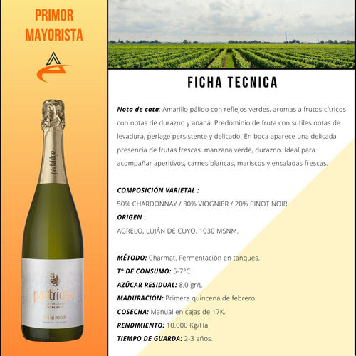 Las Perdices Espumante Partridge Extra Brut 750 Ml 1