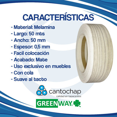 Cantochap Melamine Edge Banding 50 Mm Santorini 50 M 1