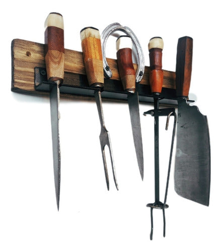 Maderas Artesanales al Pasar Kit Parrilla Asado Accesorios Asador Soporte Organizador 0