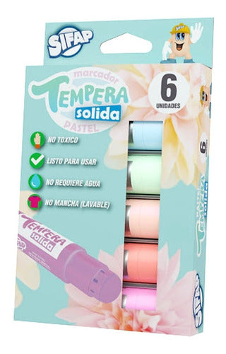 Sifap Tempera Solida Pastel X6 Colores 0