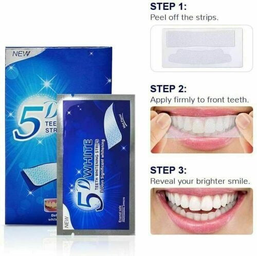 5D White Dental Whitening Strips - 7 Pairs Pack X 3 Boxes 1