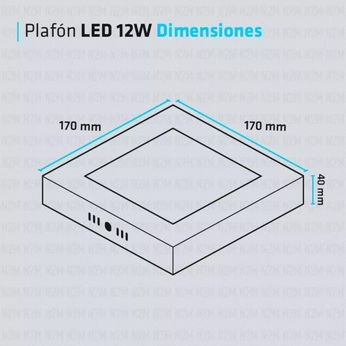 Hogar Liniers LED Square Ceiling Light 12W White Panel Pack of 5 3