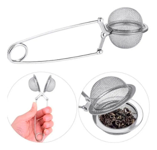 Kit 5 Infusor De Chá Ou Café Aço Inox Tipo Pinça Peneira 1