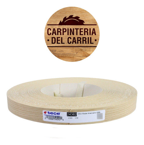 Carpinteria Del Carril Tapacanto Melamina Roble Americano 22mm X 10m C/cola Premier 0