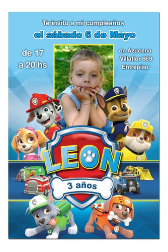 Foto Invitación Paw Patrol. Patrulla Canina. Lista. Digital 0