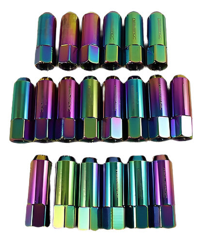 JDMSPEED 20pcs Neo Chrome 60mm Extended Forged Aluminum Tuners 0