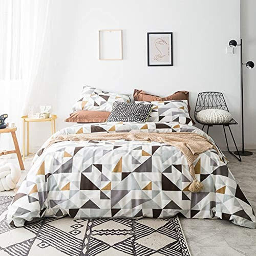 Susybao Geometric King Duvet Cover Set 100% Cotton 0