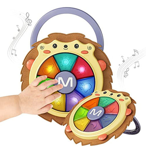 Tumama Hedgehog Plush Light Musical Drum Piano Toys for Toddlers 0