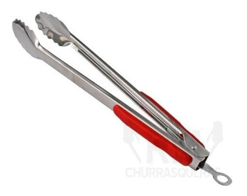 Stainless Steel 34cm Meat Tongs with Lock and Spring Handle 3