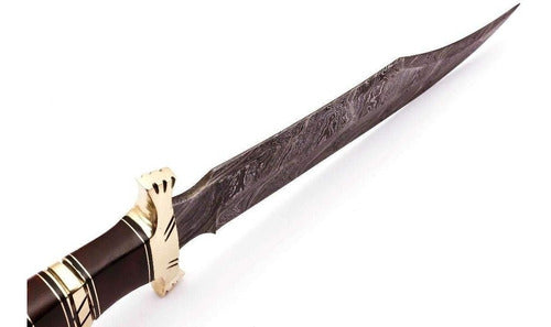 SkokieKnives Hunting Damascus Steel Knife with Deer Antler Handle 3