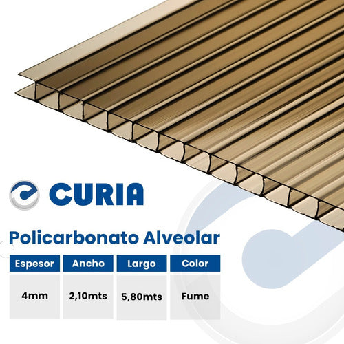 Policarbonato Alveolar Bronce Fume 4mm 2,10 X 5,80mts Curia 1