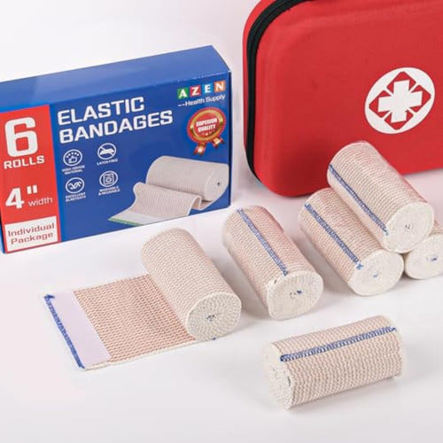 Premium 6 Pack Elastic Bandage Wrap 4 Inch With 6