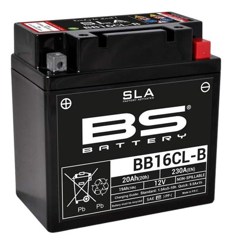 B&S Battery Bs Moto 12 V 20 Ah 175x100x175 Bb16cl-b Yb16cl-b 0