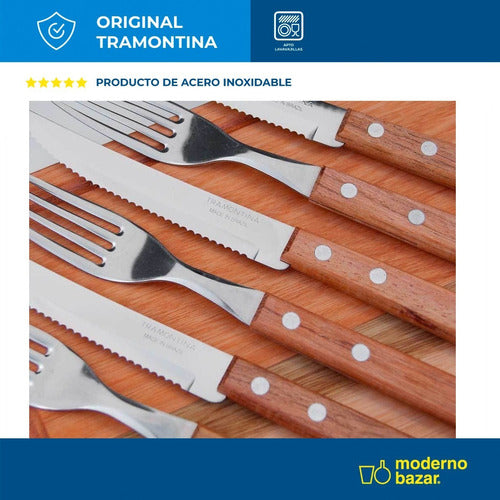 Set 24 Tramontina Dynamic Cutlery with Wooden Handle 6