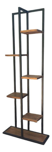 Alcapo Producciones Industrial-Style Iron and Wood Shelf 0