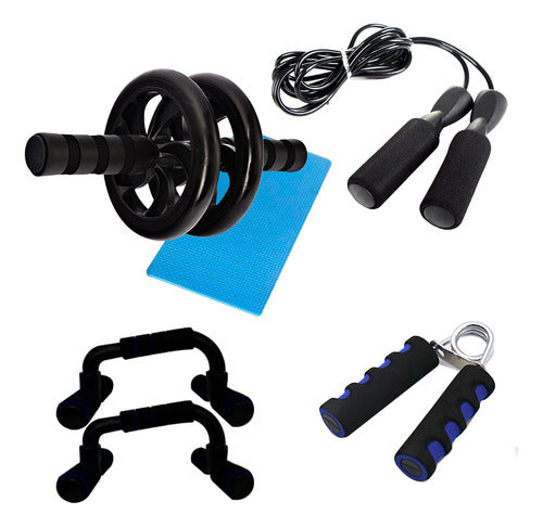 Gadnic Abs Wheel Training Kit + Jump Rope + Push-Up Handles + Hand Grip 0