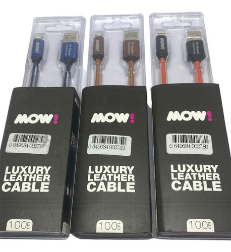 MOW! Luxury Leather Cable for iPhone iPad, Reinforced Quick Charge Metal 1m 10