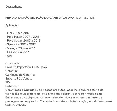 Kit Reparo Cambio Imotion Tampão Do Eixo De Seleção Solução 1