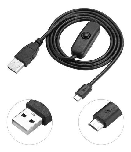 Cabo Da Fonte P/  Robótica Micro-usb C/ Interruptor On / Off 2