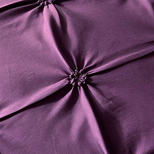 Feelyou Pintuck King Size Duvet Cover Set Purple Pinch Pleat 3