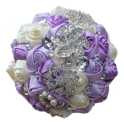 USIX Crystal Satin Rose Bridal Brooch Celebration 0