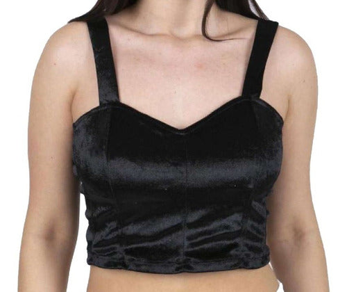 Ig Clothes OhYes! Black Plush Crop Top for Night Parties 1