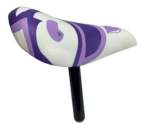 Bicicleteria Works Girls Bicycle Seat with Tube 22.2 - White with Floral Patterns 0