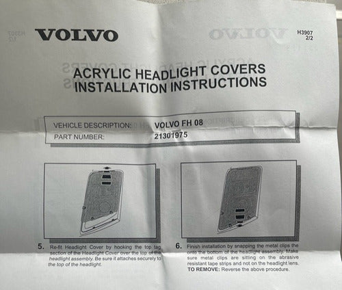Set of Plastic Headlight Covers for Volvo FH08 Truck - Original 1