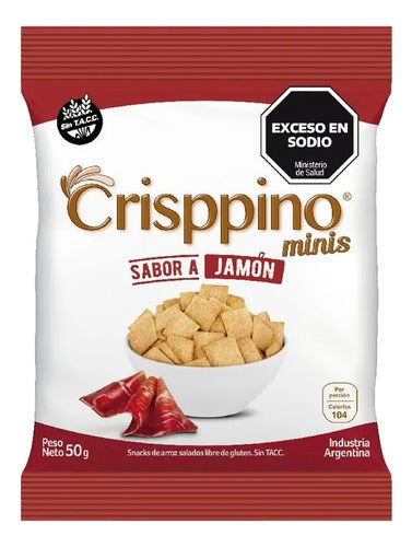 Crisppino Snack De Arroz Crisppino Minis Sabor Jamon 10 U De 50 Gr 0