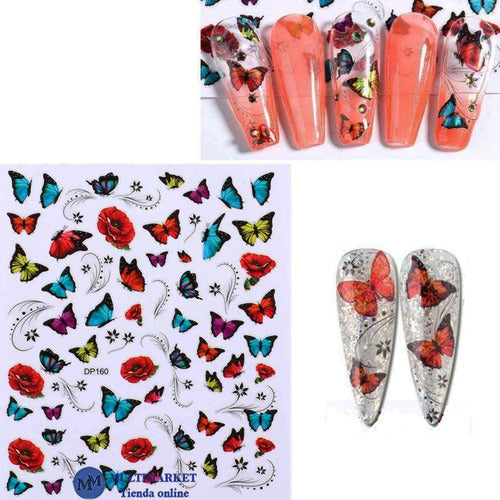 Self-Adhesive Nail Stickers - Butterflies - Nail Art 44