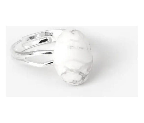 Burdah Natural Stone Howlite White Marble Women’s Ring 0