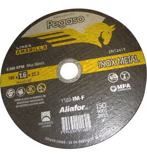 Pegaso Cutting Disc Aliafor Stainless Steel Metal 180mm 7" 1.6mm 2