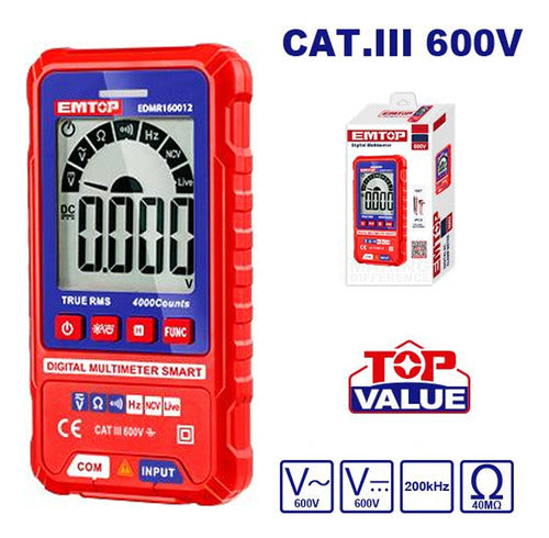 Emtop Multimeter Digital Cat III 600V EDMR160012 1