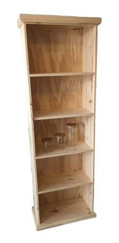 Wooden Pine Bookshelf 60cm Wide Straight Style 1