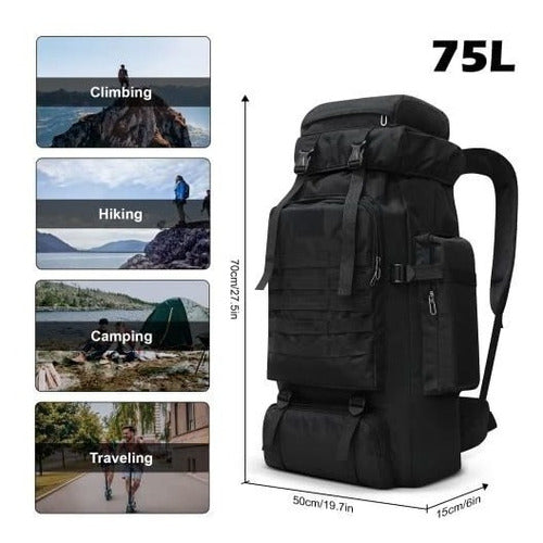 CLINFISH Waterproof Lightweight Hiking Backpack 70 L - Black 1